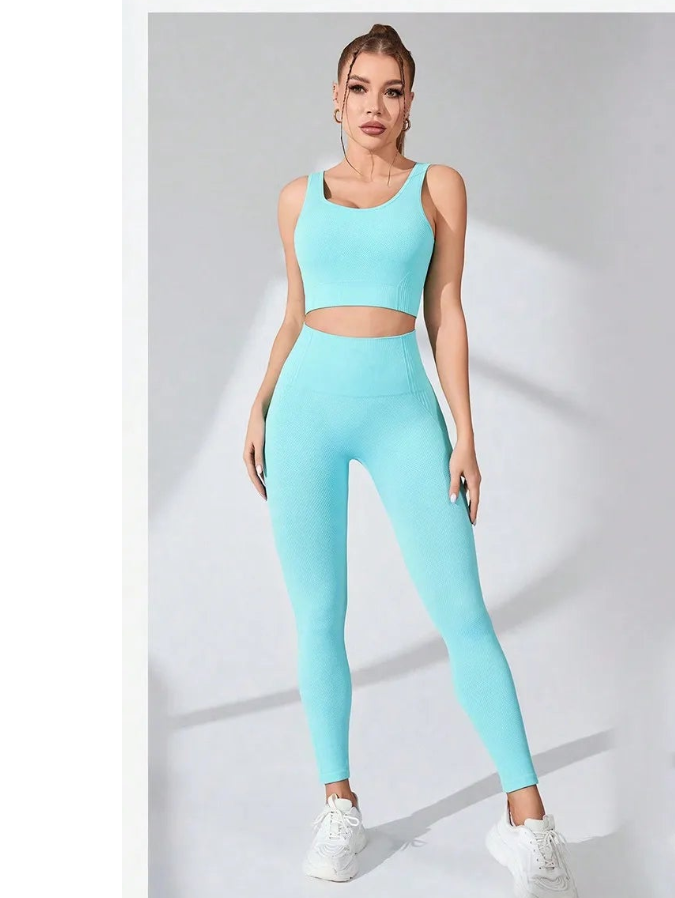 The Gym Fire— Cross-Strap Sports Bra & Yoga Leggings Two-Piece