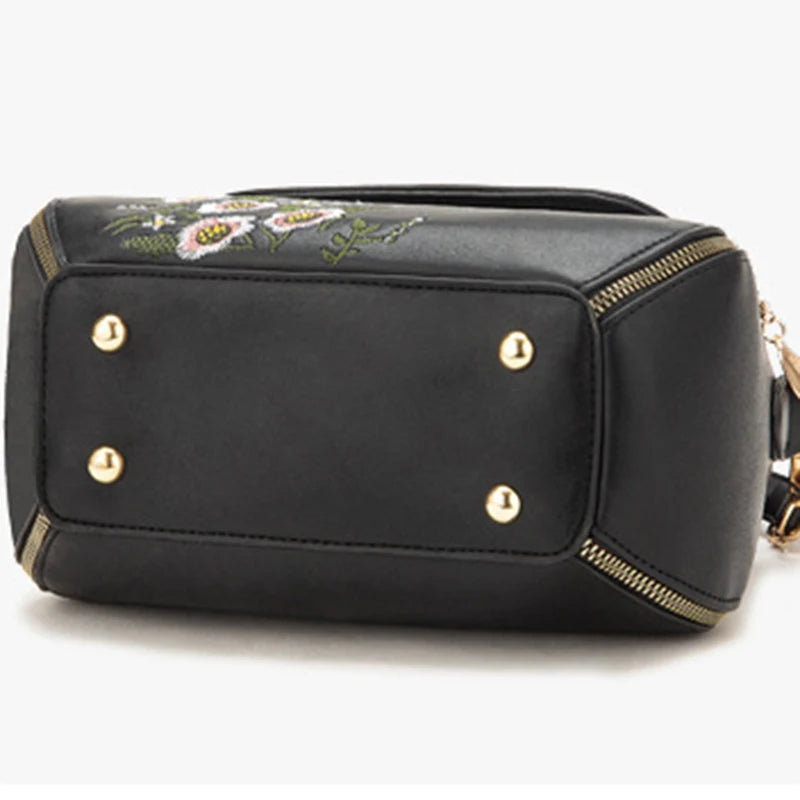 The Bloom Satchel — Embroidered PU Leather Crossbody Bag