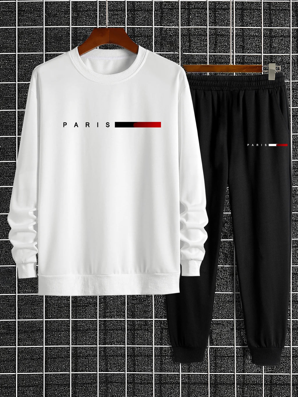 The Paris Edit — Letter Print Round Neck Long Sleeve Two-Piece Tracksuit