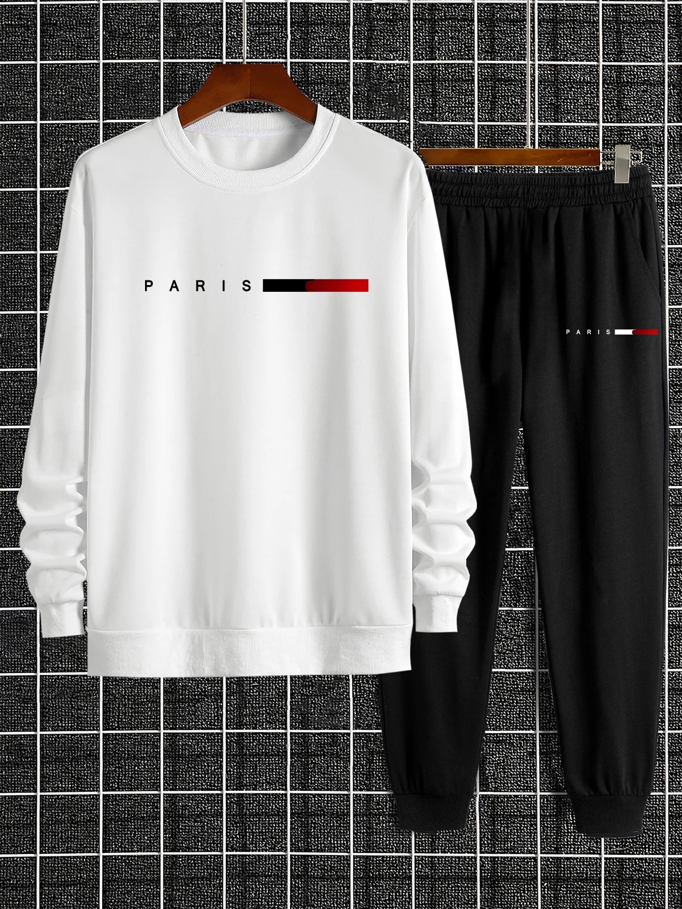 The Paris Edit — Letter Print Round Neck Long Sleeve Two-Piece Tracksuit