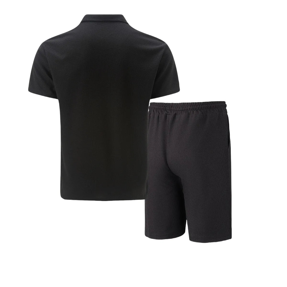The Munice Set — Waffle-Knit Zip-Up Lapel Suit & Shorts