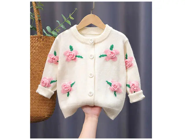 The Bloom Knit — Floral Cardigan for Girls