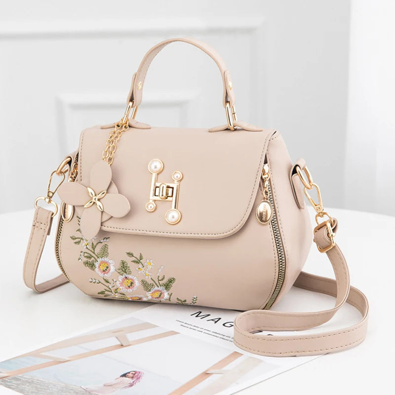 The Bloom Satchel — Embroidered PU Leather Crossbody Bag