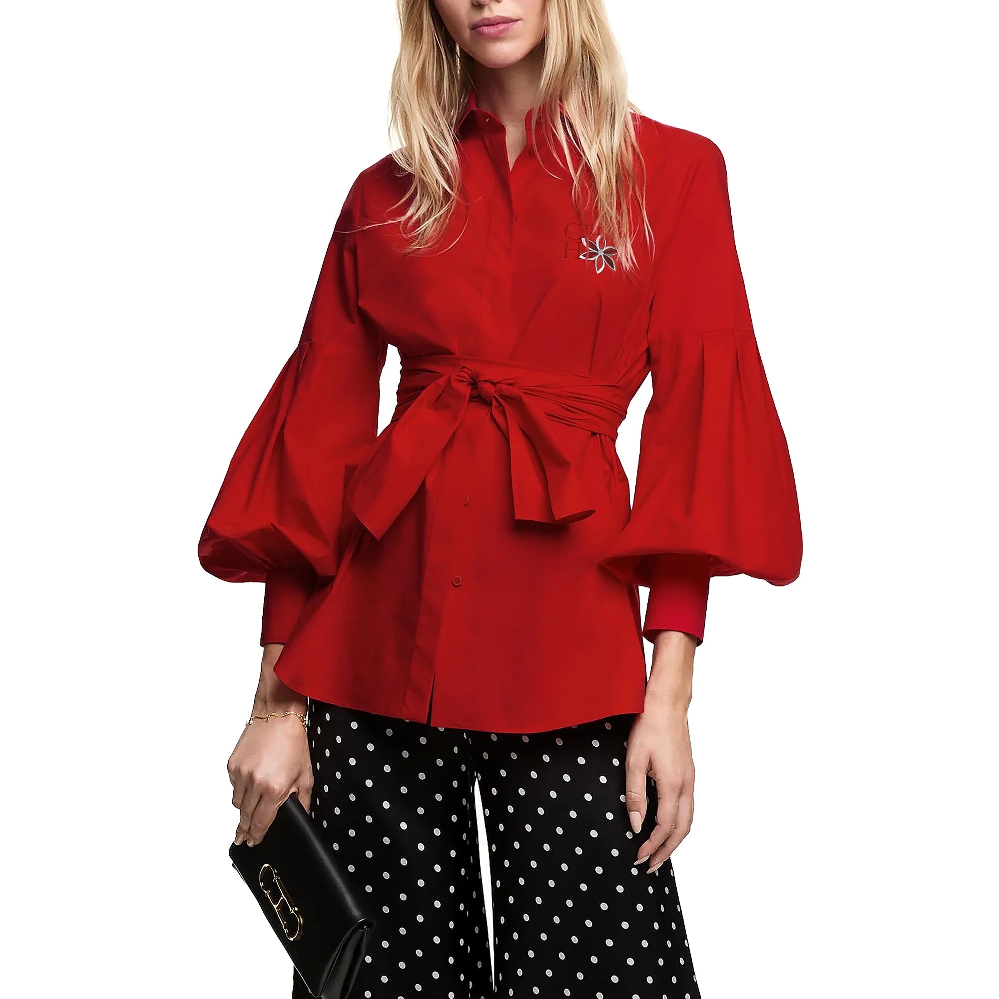 The Florentine Blouse — Embroidered Lantern Sleeve Shirt