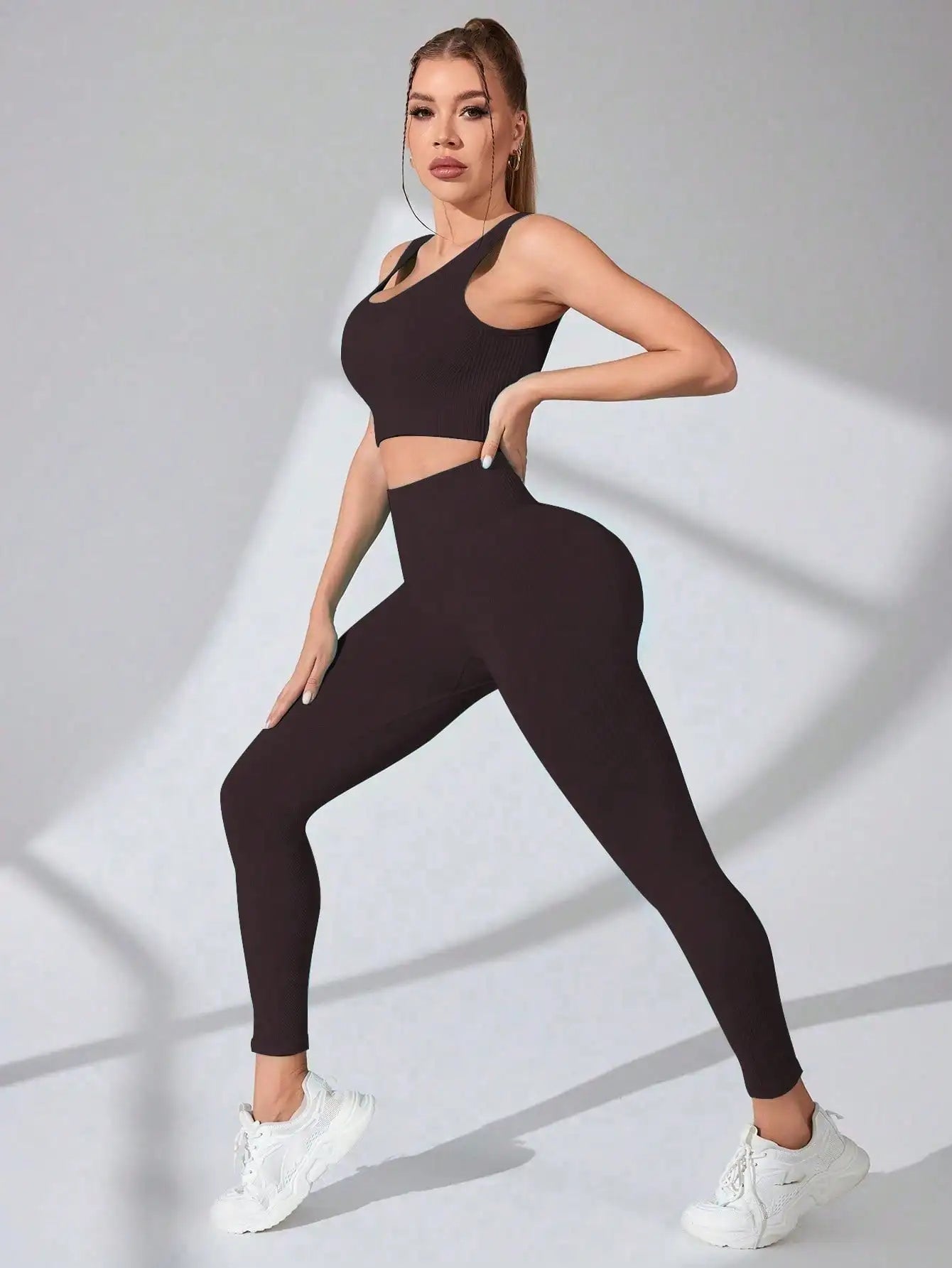 The Gym Fire— Cross-Strap Sports Bra & Yoga Leggings Two-Piece