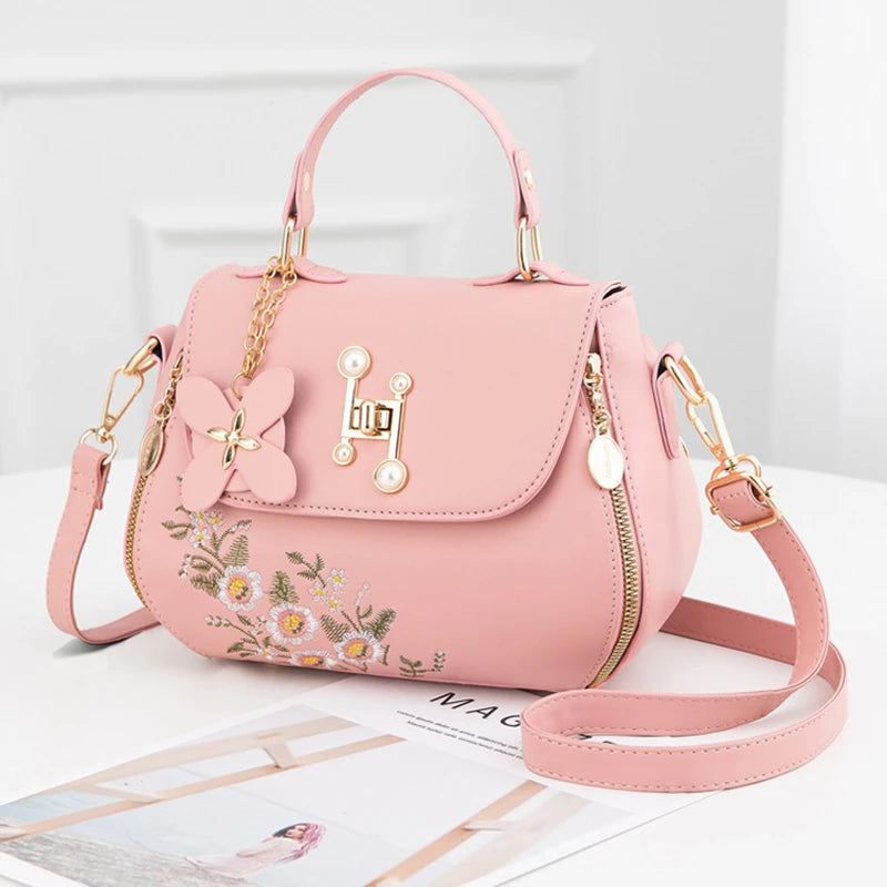 The Bloom Satchel — Embroidered PU Leather Crossbody Bag