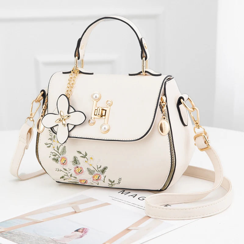The Bloom Satchel — Embroidered PU Leather Crossbody Bag