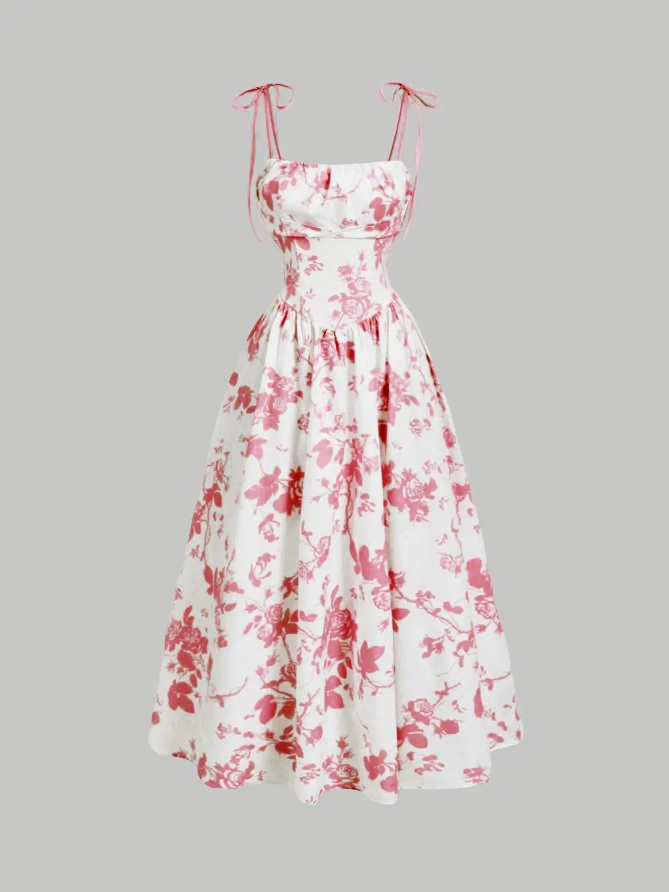 The Capri Spaghetti Strap— Printed Midi Dress