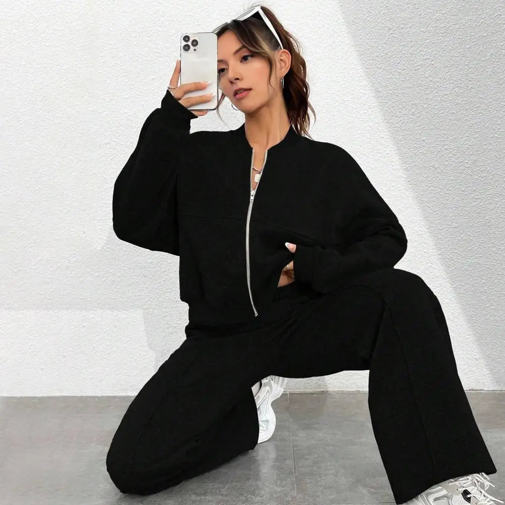 The Lounge Edit — Zip-Up Sweatshirt & Wide Leg Pants Set