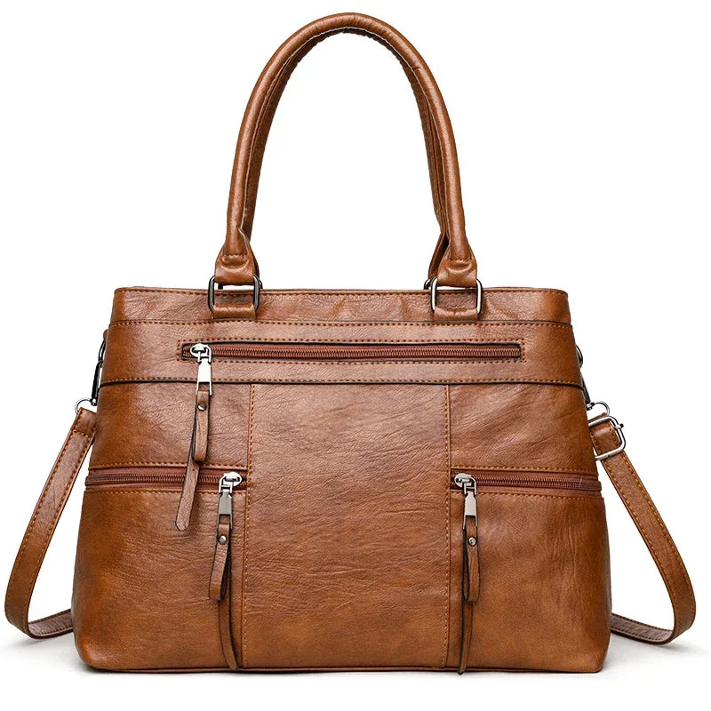 The Luxe Tote — Soft Leather Top-Handle Crossbody Bag