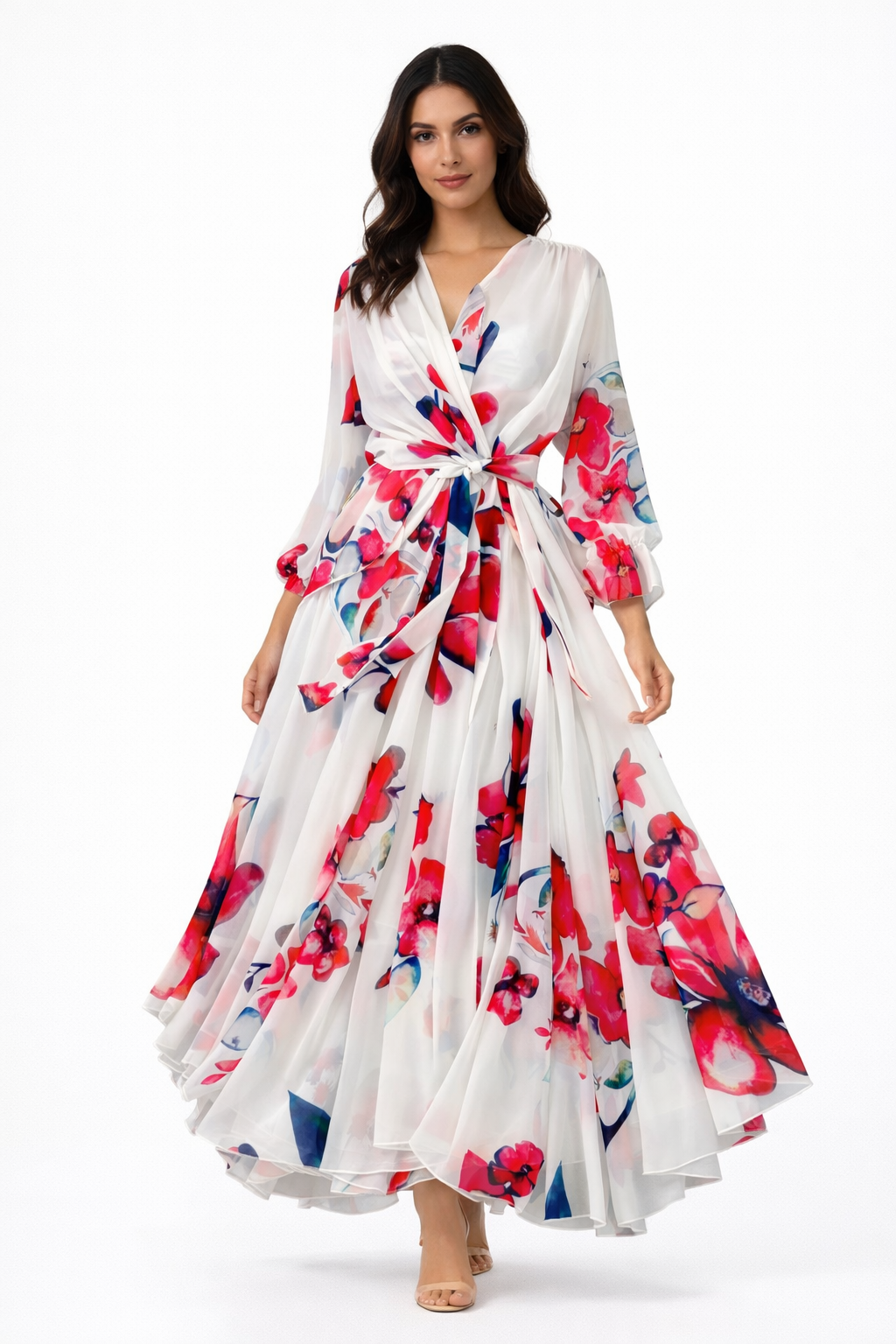 The Summer Bloom — Chiffon Lace-Up Bow Dress